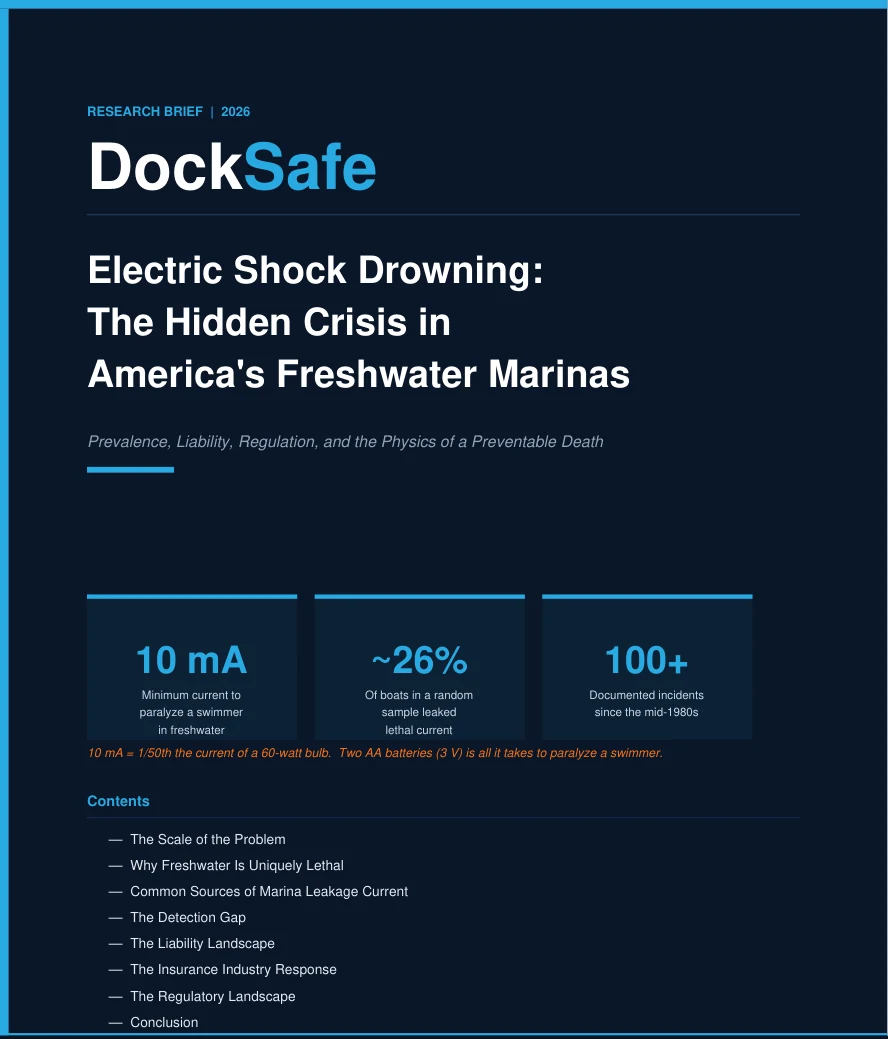 Cover of the DockSafe 2026 Electric Shock Drowning Research Brief